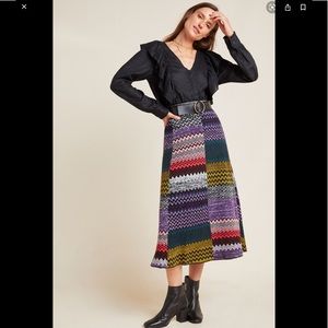 Anthropologie Patchwork knit midi skirt. NWT